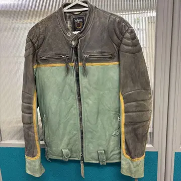 Schott 가죽 자켓 그레이/민트