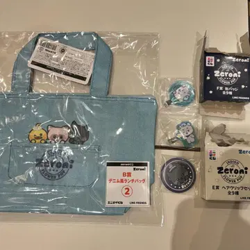 zeroni 에니마이 복권 데님풍 런치백 캔뱃지 헤어 클립