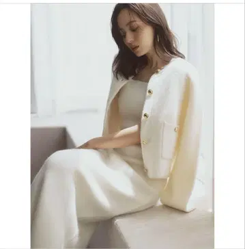 anuans 캐시미어 블렌드 노카라 니트 자켓 IVORY