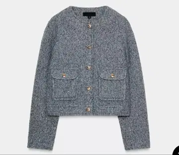 ZARA 골드 버튼 부클레 자켓 그레이 L