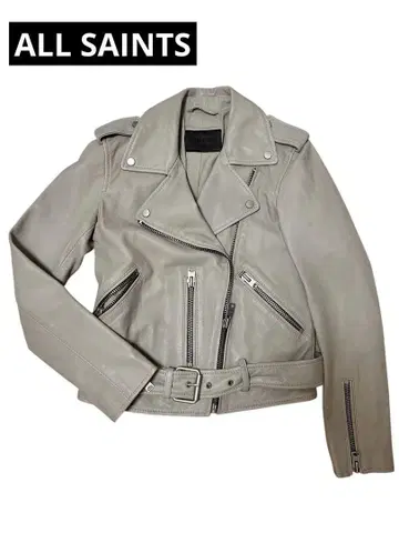 ALLSAINTS 그레이 가죽 라이더 자켓