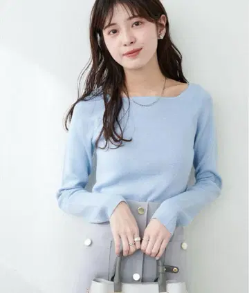 natural couture 스퀘어 넥 리브 풀오버