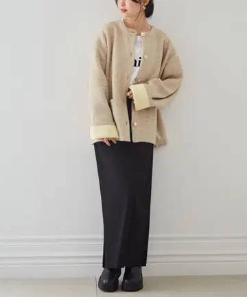 골드 버튼 안감 배색 니트 자켓 가디건