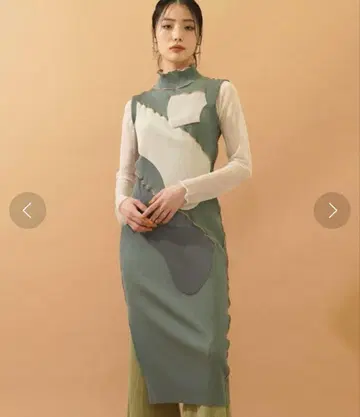 kotohayokozawa 슬리브리스 원피스 그린