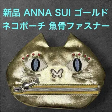 새상품 ANNA SUI 안나수이 고양이 파우치 생선뼈 지퍼 고양이 파우치