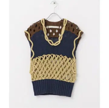 leinwande Mix Yarn Crochet Top 니트 베스트