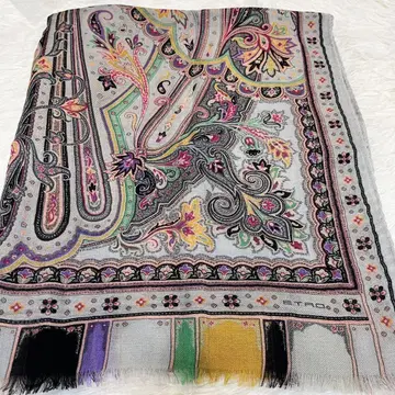 ETRO 에트로 페이즐리 스톨 스카프 실크 울