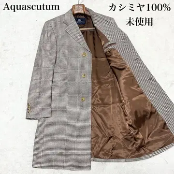 미사용품 아쿠아 스큐텀 캐시미어 100% 체스터 코트 클럽 체크