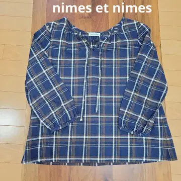 새상품급 nimes et nimes 체크 블라우스