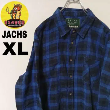 USA 구제 의류 JACHS 플란넬 셔츠 XL 블랙 블루 체크