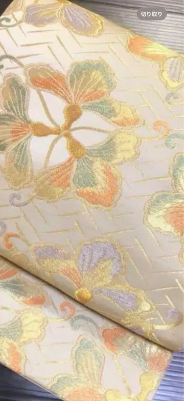 전통 순수 실크 후쿠로 오비 히다가 오비 나비 문양