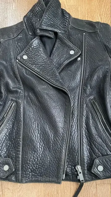 블랙 가죽 더블 라이더 자켓