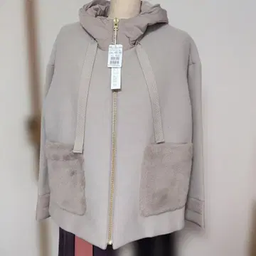 새상품 야마다야 스르 7 후드 퍼 포함 숏코트 그레이지