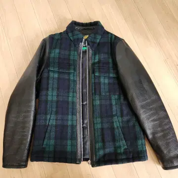 FAT TITCH 체크 무늬 가죽 자켓