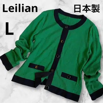 일본제 Leilian 레리안 바이컬러 니트 가디건 파이핑 11 L