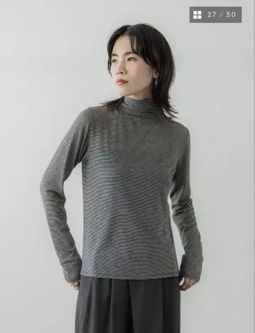 크루레 crewre 실크 블렌드 하이넥 상의