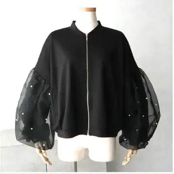 새상품 택 포함 벌룬 볼륨 소매 자켓 블루종 가을/겨울 오간자 블랙