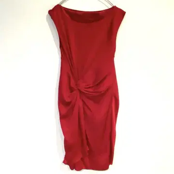 [아사쿠라] 파티 드레스 슬리브리스 원피스 사이드 지퍼 새틴지 M