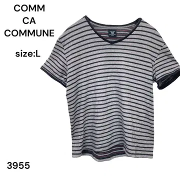 COMME CA COMMUNE 꼼 사 커뮨 셔츠 보더 반팔 L