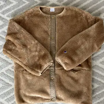 Champion 플리스 자켓 여성용 M 베이지 프론트 스냅
