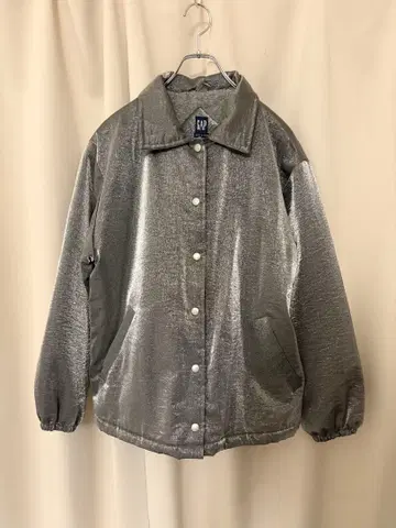00s GAP 실버 블루종 보아 자켓 메탈릭