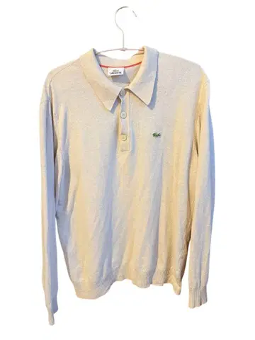 LACOSTE 베이지 긴팔 피케 셔츠