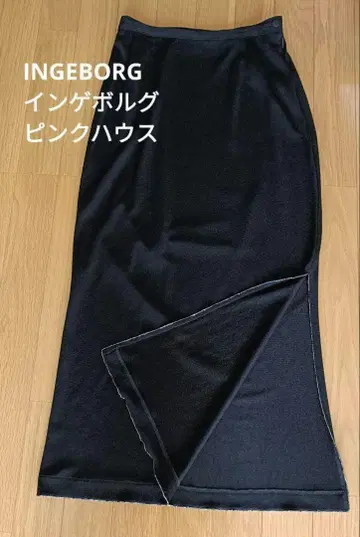 잉게보그 맥시 길이 타이트 스커트 비쥬 슬릿 블랙