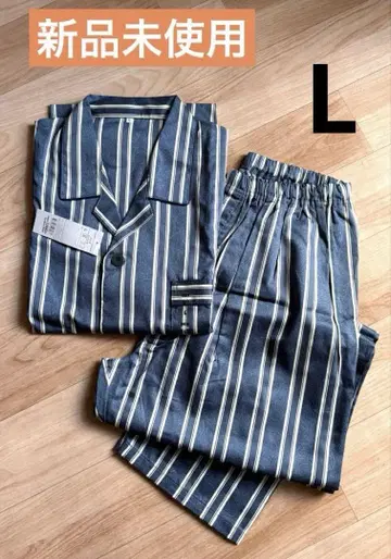 미사용 새상품 이온 TOPVALU 스트라이프 일본제 파자마 롱 팬츠 L