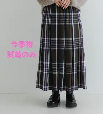 서니 라벨 턱 체크 이지 스커트