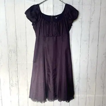 LEST ROSE 레스트로즈 퍼프 슬리브 무릎 기장 원피스 밑단 레이스