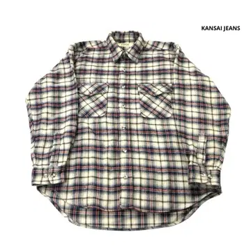 KANSAI JEANS 플란넬 셔츠 옴브레 체크 베이지 네이비 L