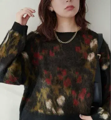 natural cuture 꽃무늬 자카드 기모 니트