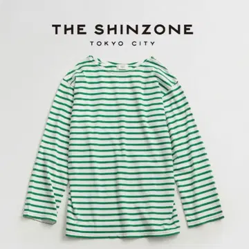 THE SHINZONE 마린 보더 롱 슬리브 T셔츠 그린