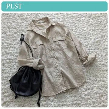 새상품급 [PLST] 플라스테 린넨 혼방 오버 사이즈 셔츠 더블 포켓