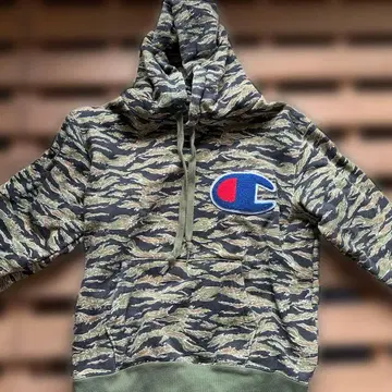 Champion 카모 패턴 후드 부착 후드티 M