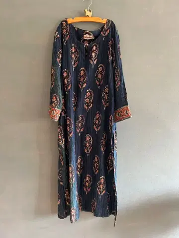 인디고 염색 원피스 인도산 fabindia 블록 프린트