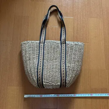 베이지 스트로우 바스켓백