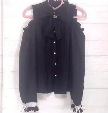 지뢰계 블라우스 블랙 LIZLISA 리본