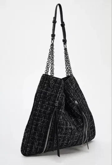 ZARA 체인 버킷백 트위드 토트