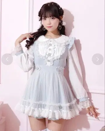 NOEMIE 메니 리본 드레시 플레어 셋업 색스 스카이블루