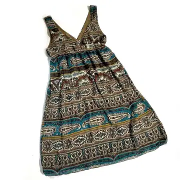 초레어 에스닉 오리엔탈 올 패턴 페이즐리 무늬 튜닉 원피스