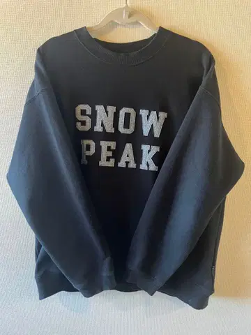SNOW PEAK 블랙 크루넥 맨투맨 XL