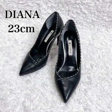 다이애나 블랙 가죽 펌프스 하이힐 비쥬 23cm
