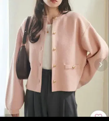 RANAN 골드톤 버튼 니트 가디건 M