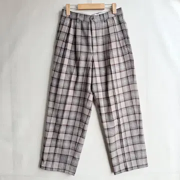 일본제 구제 의류 DOMON 여성용 투 턱 체크 팬츠 아이비 S