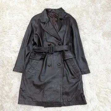 여성용 가죽 코트 천연 가죽 롱 코트 시어링 가죽 더블 브라운 L