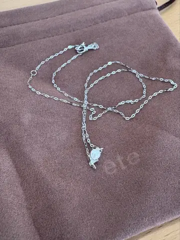 ete 플라티나 목걸이 펄 & 다이아몬드 2개