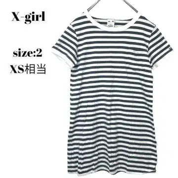 엑스걸 X-girl 티셔츠 상의 보더 무늬 원 포인트