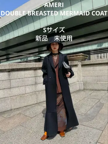 ameri 더블 브레스티드 머메이드 코트 롱 코트