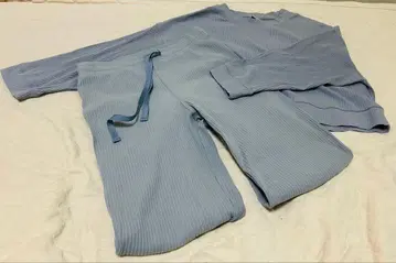 H&M 리브 편직 룸웨어 상하의 세트 블루